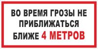 Знак «Во время грозы не приближаться ближе 4 метров»