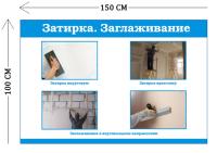 Стенд Затирка. Заглаживание 100х150см (4 плаката)