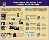 Стенд "Мероприятия, проводимые при пожарах и наводнениях" (размер: 1200x1000 мм)