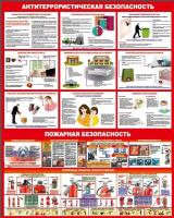 Стенд Антитеррористическая безопасность, Пожарная безопасность размер 1200 х 1500 пластик 3 мм