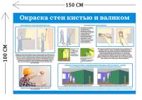 Стенд Окраска стен кистью и валиком 100х150см (1 плакат)