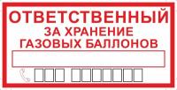 Знак «Ответственный за хранение газовых баллонов»